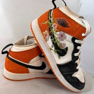 JORDAN 1 MID SE white/starfish/vivid - Green/black size 2Y